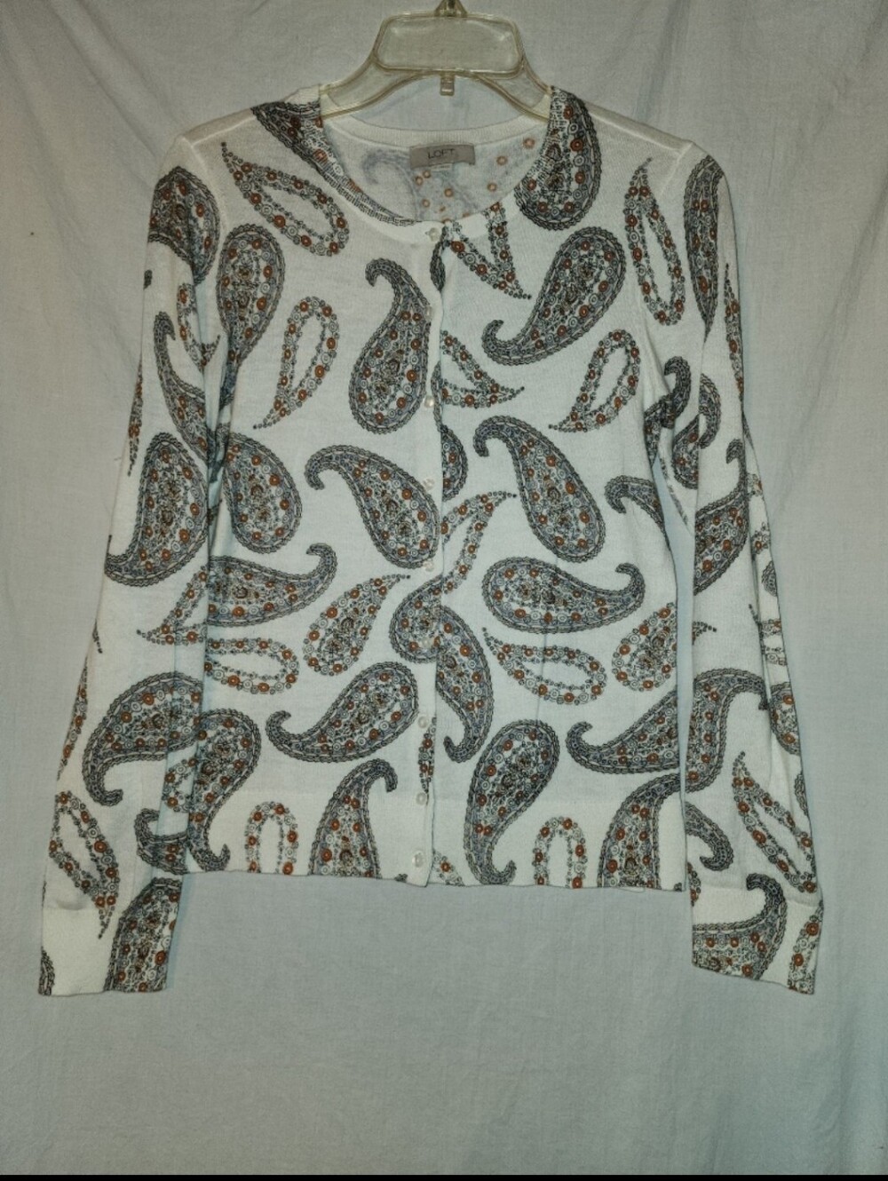 Loft womens size medium white button up cardigan